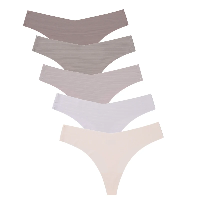 No Show V Design Tanga Invisible Ice Silk Thong G-String Bikini Calcinhas Confortavel Lingerie Women Seamless Panties