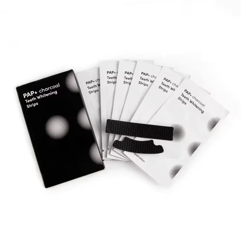PAP Non Sensitive Teeth Whitening Strips Organic Carbon Charcoal Strips