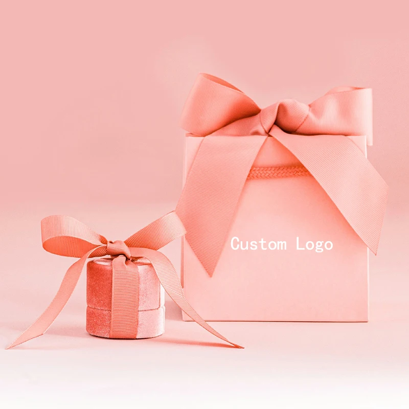Luxury OEM Jewelry Paper Bag Custom Logo Printing Small Wedding Gift Shopping Jewelry Packaging Paper Bag with Ribbon