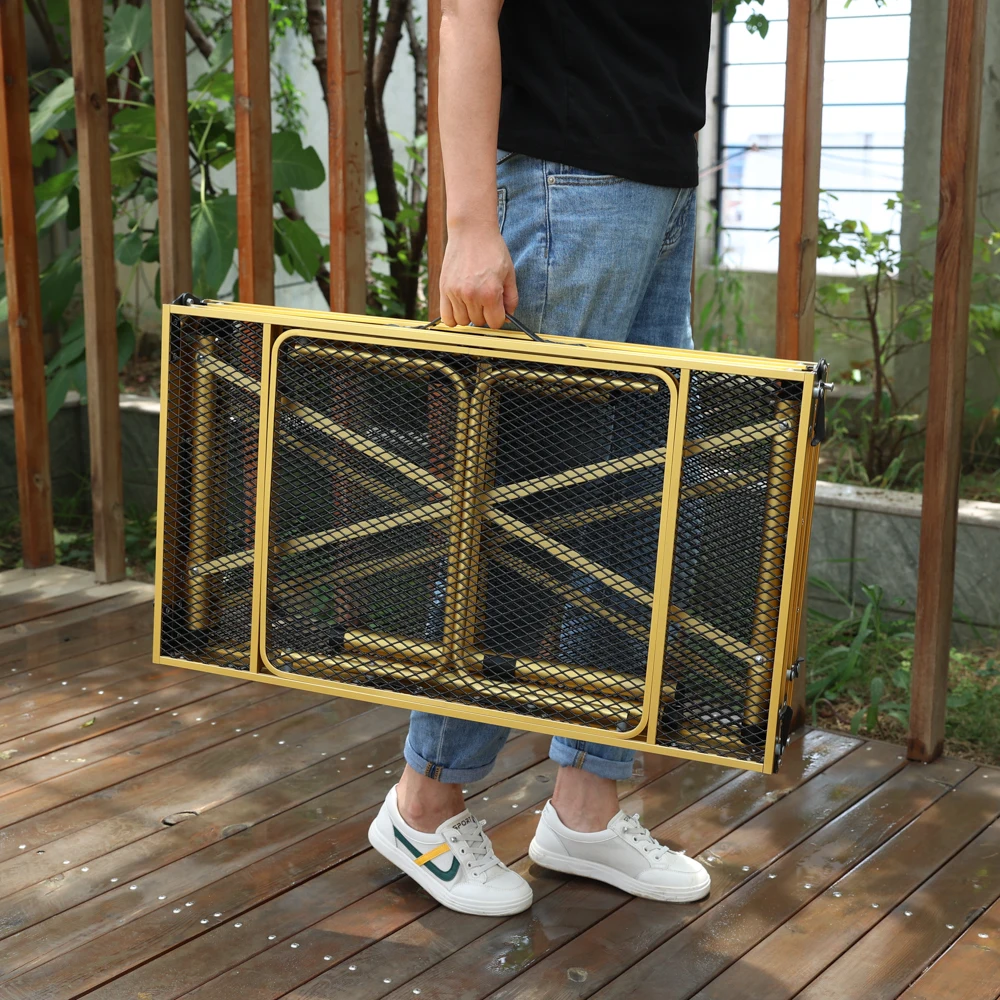 3 folding black lightweight portable camping mesh table