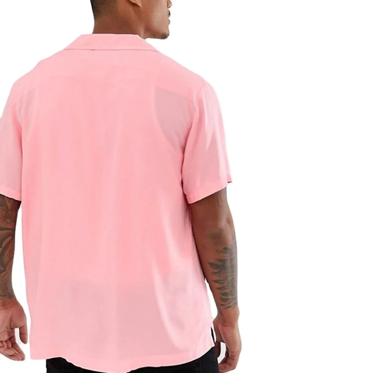 Hawaii high quality custom mens short sleeve button up curved hem shirts