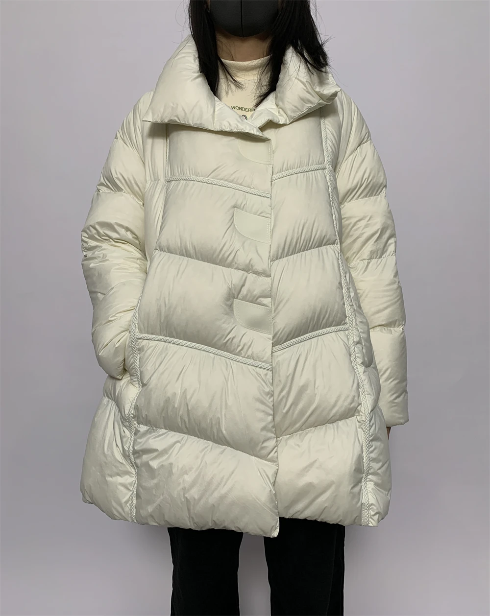 wholesale High Quality Thick Trendy Winter Warm Jackets  mid length Puffer woman down coats