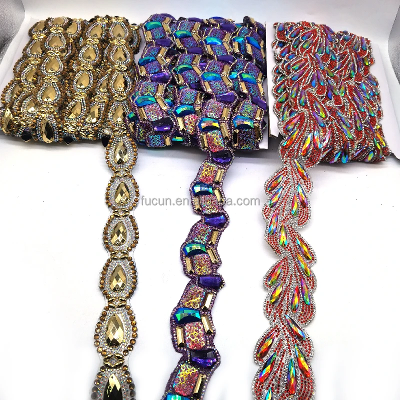 Customize wholesale crystal resin gems iron on rhinestone appliques trims for carnival costumes events 2025