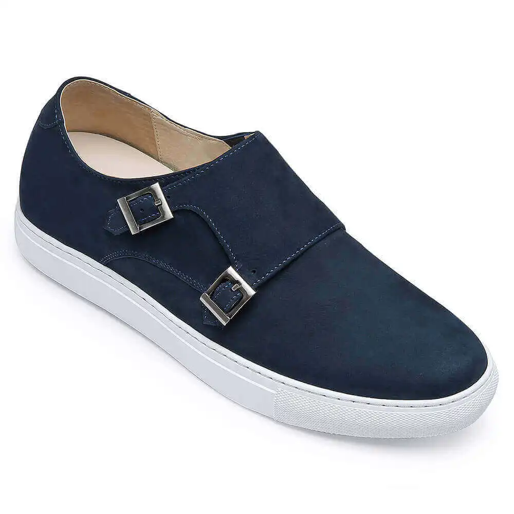 Wholesale elevator double monk strap casual shoes walking style slip on shoes men