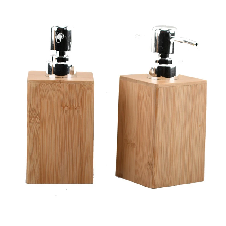 Hot Sales Wholesale Natural Bamboo Soap Bottle And Lotion Pump Dispenser Wooden Bathroom Accessory For Home Hotel