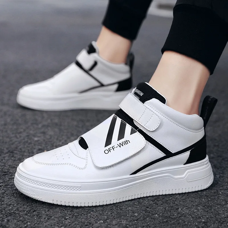 2022 Spring New Styles Wear-Resistant Leisure Shoes Hook and Loop Breathable Ankle Skateboarding Shoes for Men