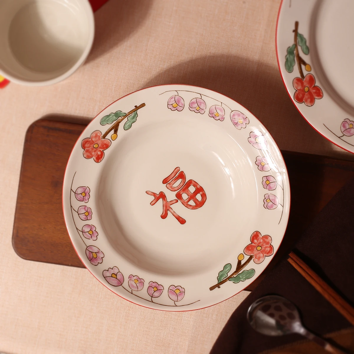 Wholesale Ceramic Dinnerware Pate Set Chinese Retro Stoneware Tableware And Pot For Wedding