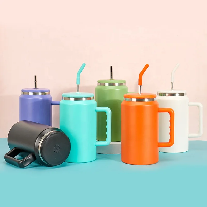 New Modern style 50oz 50 oz large leakproof trek stainless steel cup insulated mug tumbler 50oz 50 oz with handle and straw lid