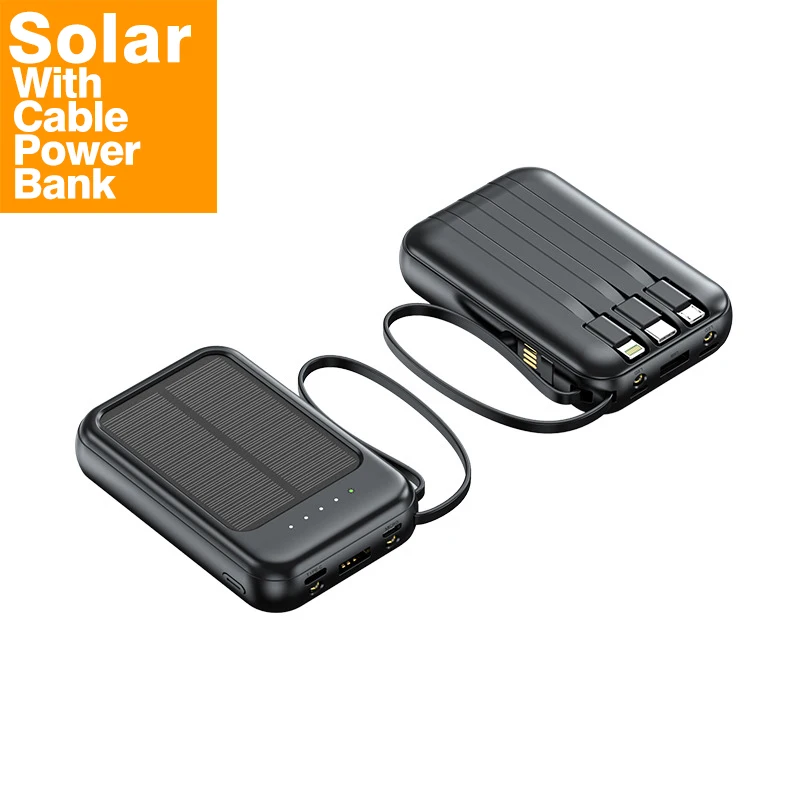 Factory Solar Power Bank 20000mAh Solar Power supply Double LED Torches Comes with 4 wires cable line Powerbank