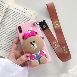 Soft Case for iPhone 12/7 8 Plus 6/6S Plus Cover Coin Purse 3D Bear Wallet Silicone Case for iPhone 11 Pro Max X XR XS Max Case