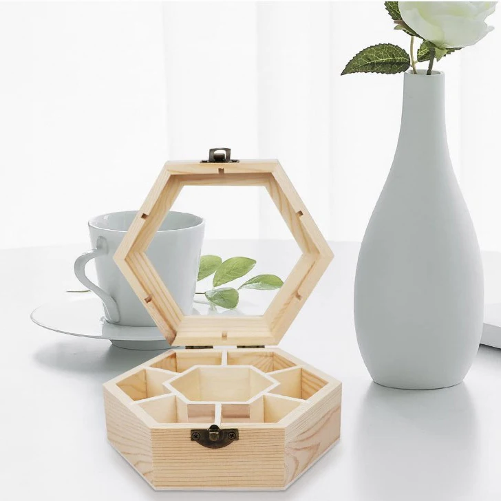 unfinished large wooden jewelry box personalized wood jewelry box with 7 compartments