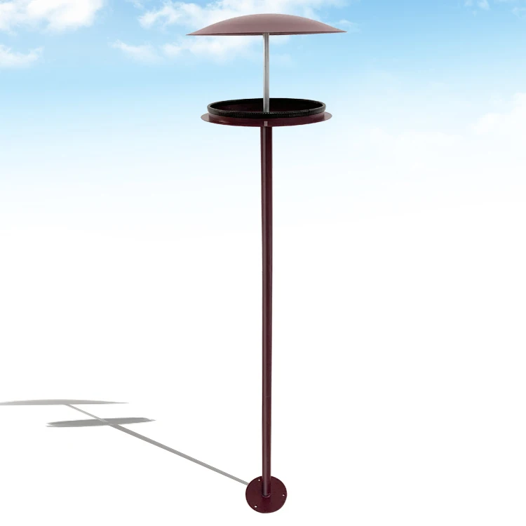 JH-Mech Outdoor Adjustable Round Top Bird Feeder Pole Heavy Duty Rusty Surface Metal Bird Feeder Stand