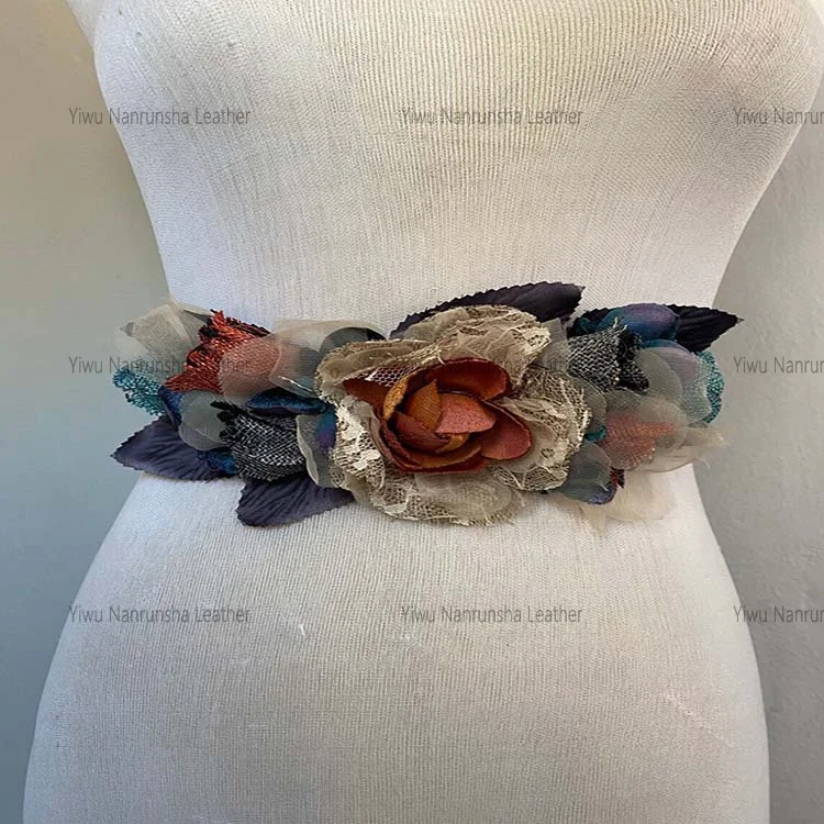European Boho romantic Artificial flower belt for women wedding party dress waist belt gypsy Summer belt