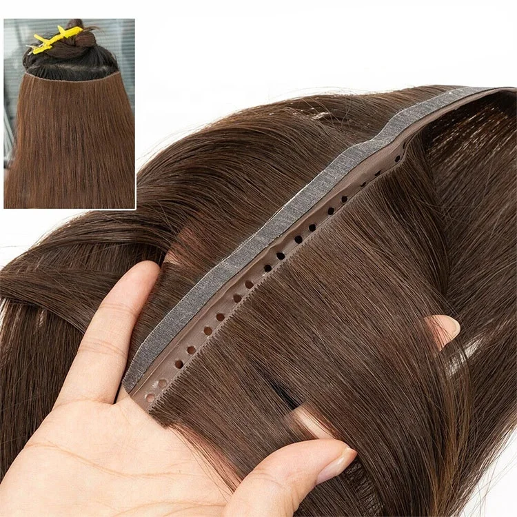 Cuticle Aligned NO SEWING NO GLUE Hole Weft ICE White Color XO injected Hair Weft 100% Human Hair Extensions 100g/Pack