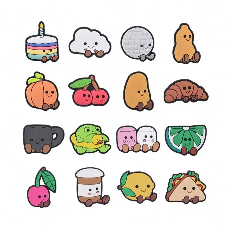 New Arrival Popular Jelly Shoes Charms for Shoes Decoration Cartoon Snack Clog Charms Boba Cherry Ice Cream food charms
