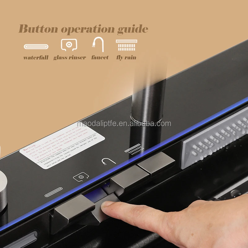 New Design Piano Switch Multifunction Stainless Steel Smart Waterfall Kitchen Sink Black Smart Sink Kitchen