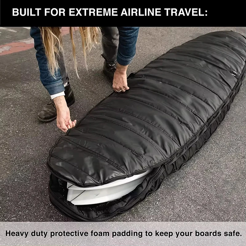 OEM customised wheeled surfboard bag carrier for water sport Durable 600D polyester travel surfboard bag cover