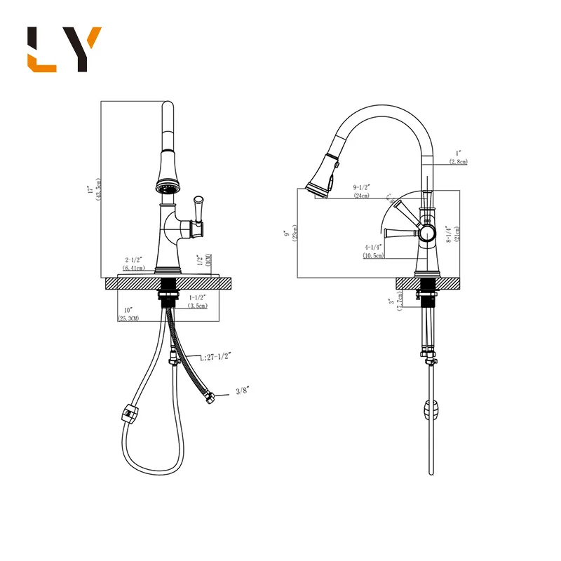 Luxury Home Kitchen Hardware Single Handle Pull Kitchen Sink Nozzle Tap Faucet