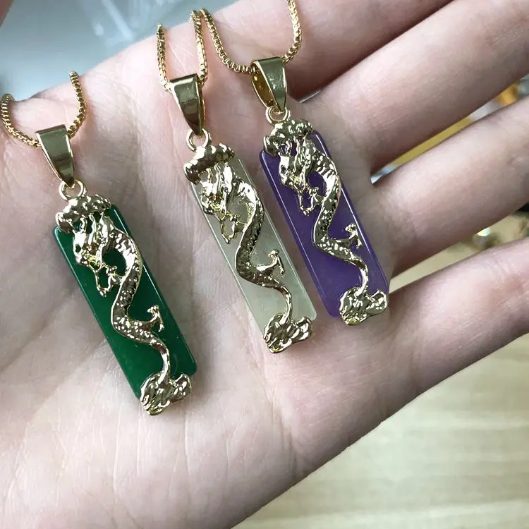 2021 new arrival jialin jewelry jade dragon stone pendant gold