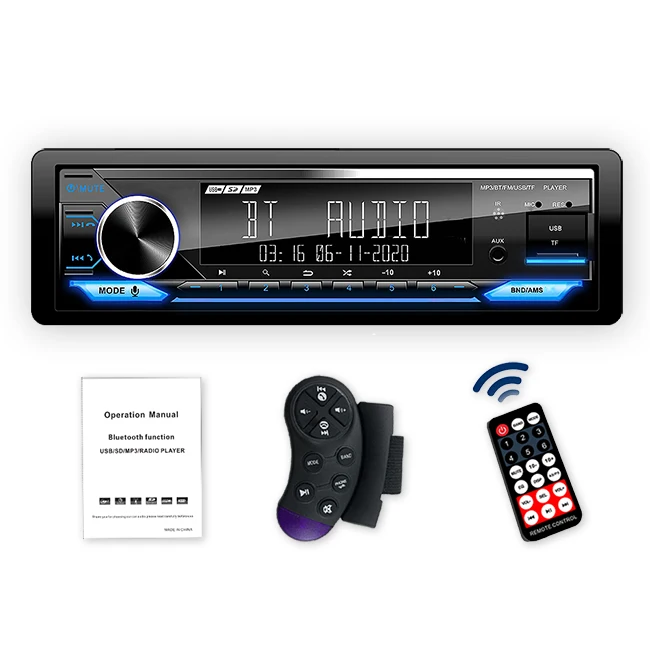 1 Din FM Aux In 6 RCA Receiver SD USB power DSP Car Audio Radio BT 12V Car MP3 Player
