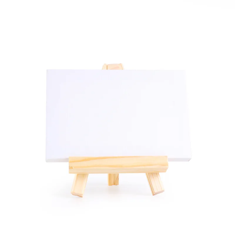 Art Hot Selling 10x10 CM Small Stretched Canvas Wood Mini Display Easel Artist Painting Kit