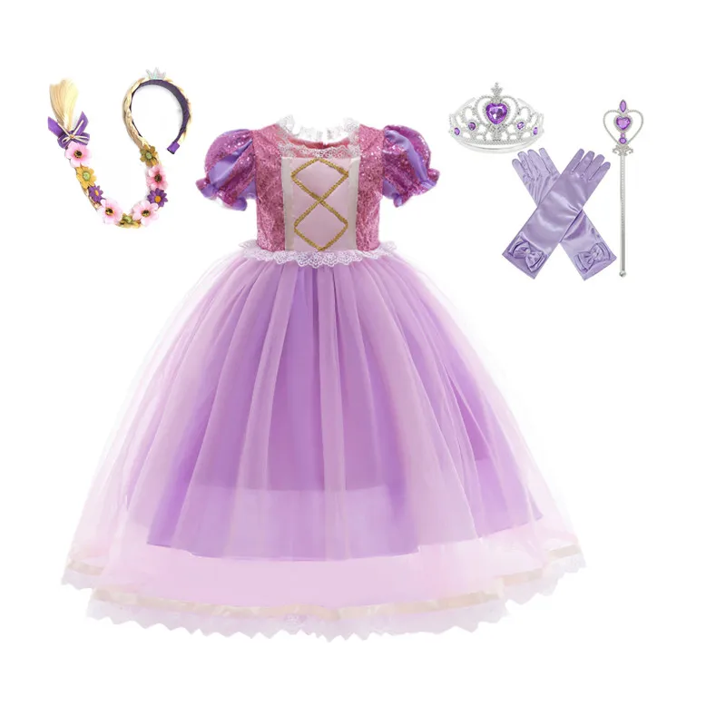 Hot sale Kids Princess cosplay costumes Rapunzel Sofia Dresses up Kids Birthday Party Dress for Halloween