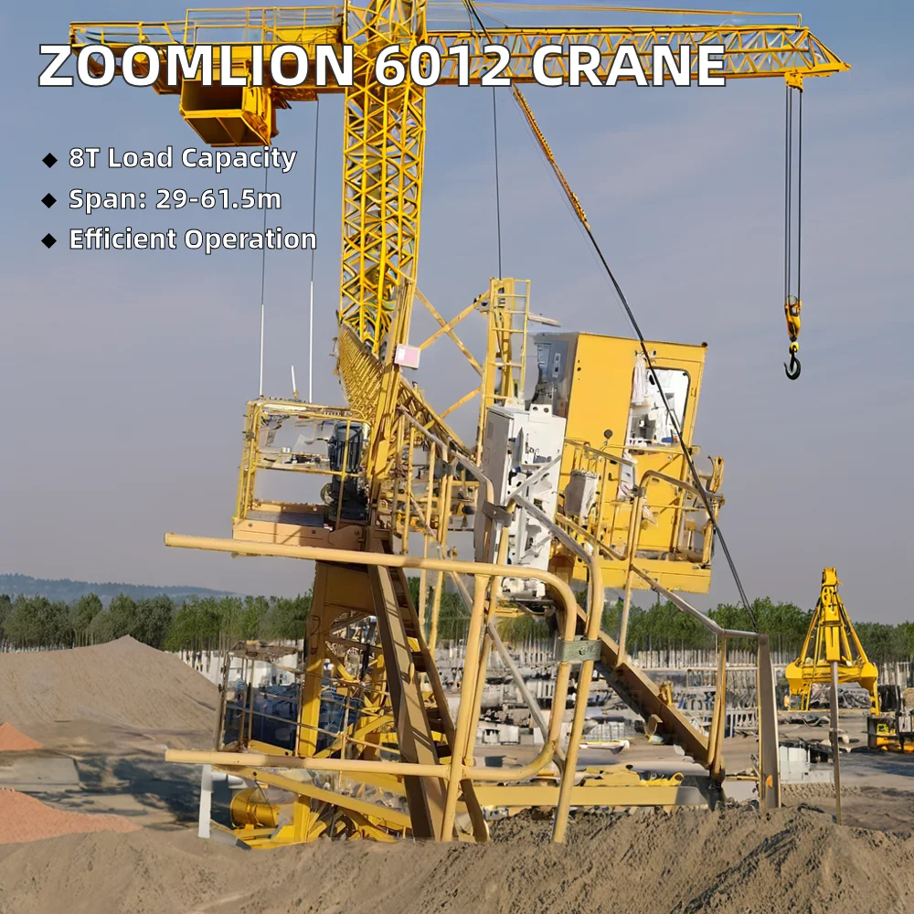 Hot Selling Zoomlion 6012 Tower Crane from China 3-10 Ton Load Capacity New & Used Motor Gearbox Engine Construction Industries