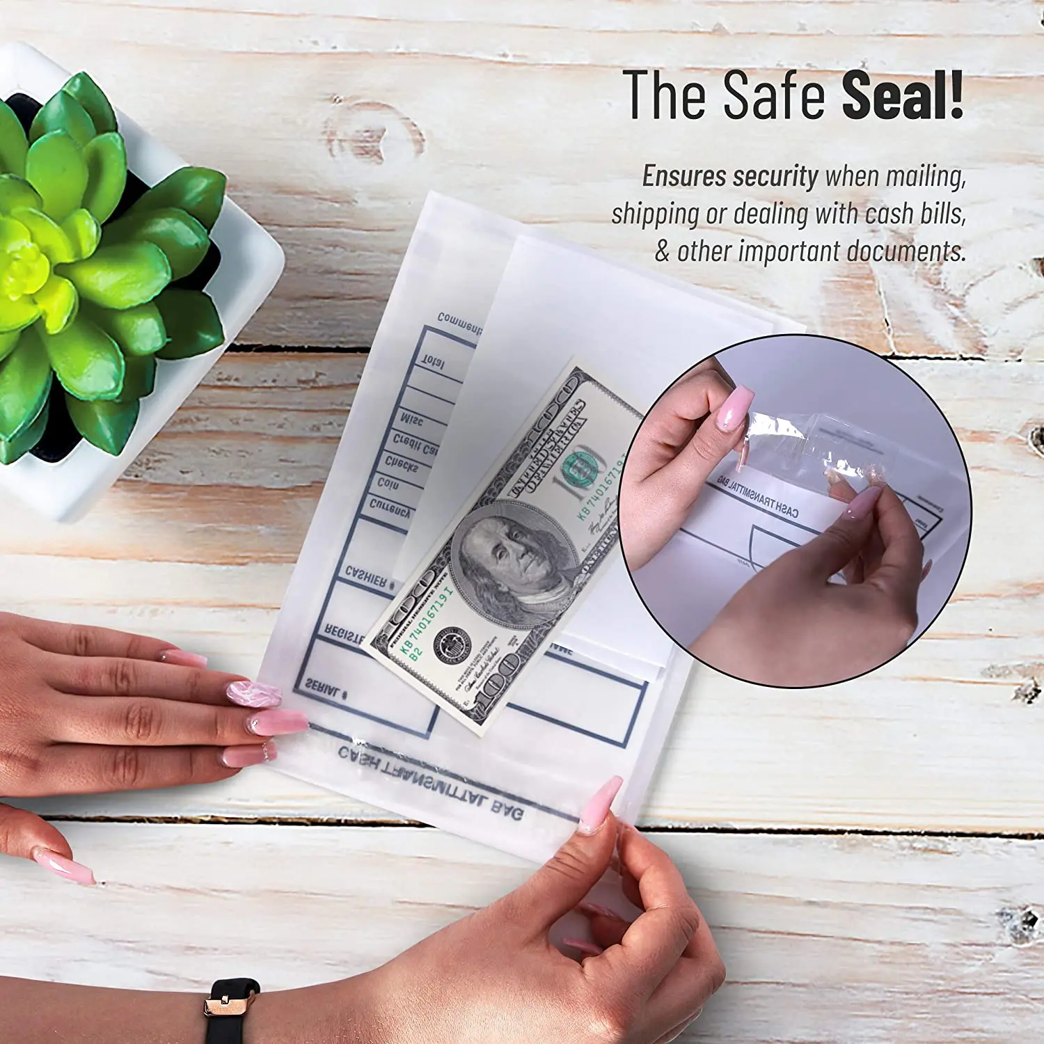 Bank Deposit Bags Extra Strength Tamper Evident Deposit Bags- Self Adhesive Seal Clear Plastic Poly Transmittal Bags