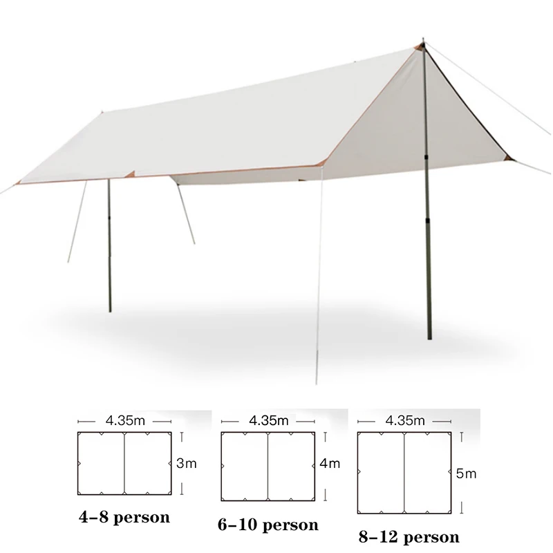 Hot Sale 8-12 Person Outdoor Camping Waterproof Tarp Tent 5mx4.35m Ultralight Garden Canopy for Sunshade Beach Sun Shelter