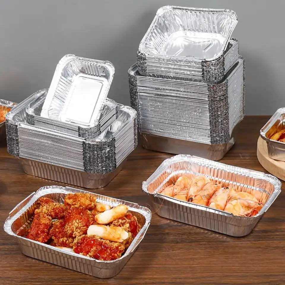 6 7 8 inches Food grade Aluminium foil Food Container with lid Aluminium Foil Plate