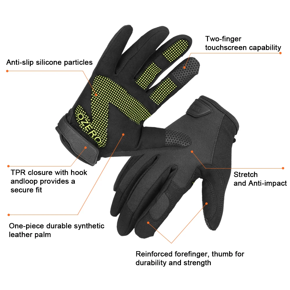 OZERO Work Gloves for Men Touchscreen Mechanic Gloves Flex Grip Non slip Palm Working Glove for Tactical Mechanic Hunting