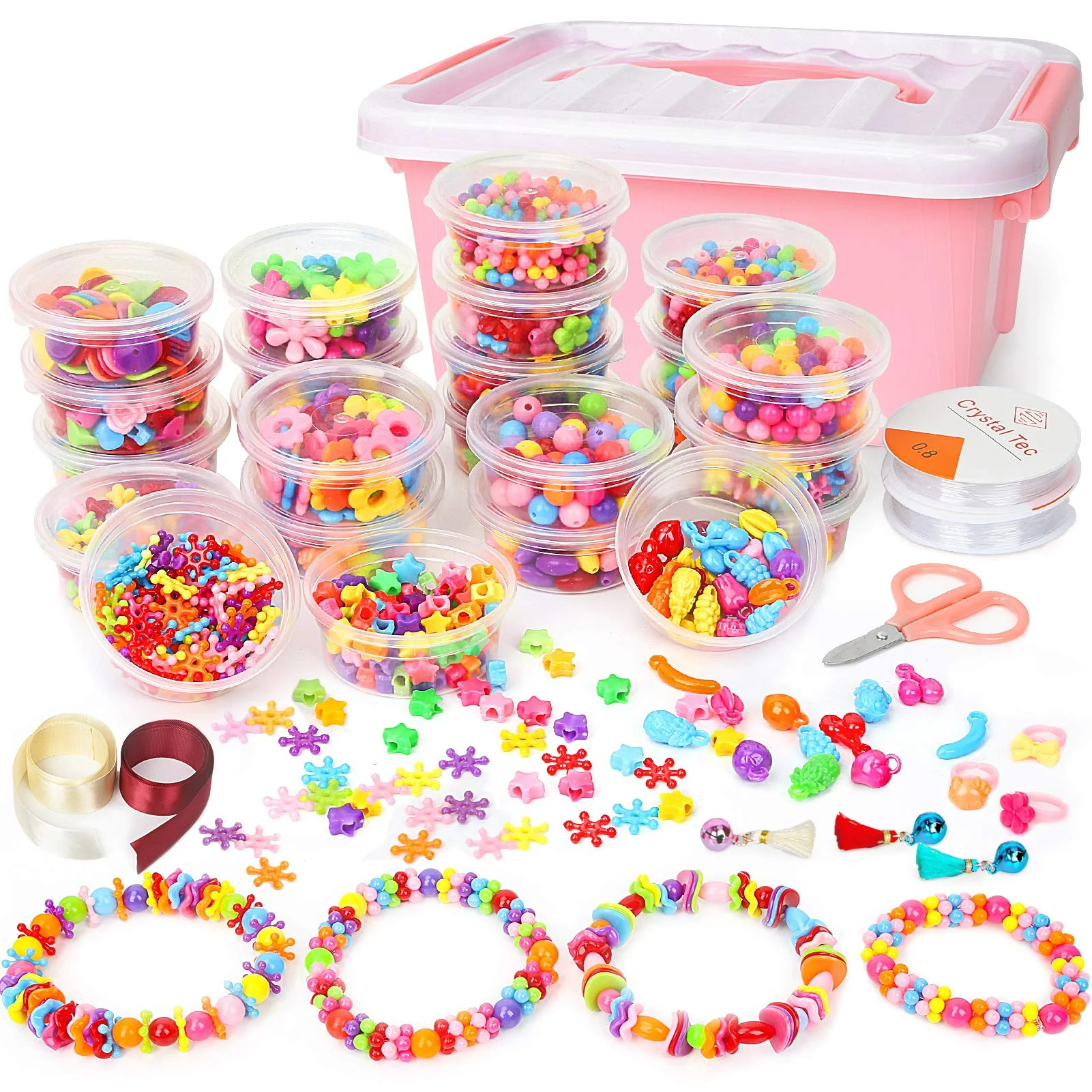 Kids Diy Craft Beads Set Kit Jewelry Making Beads Kit Bracelet Jewellery Necklace Set