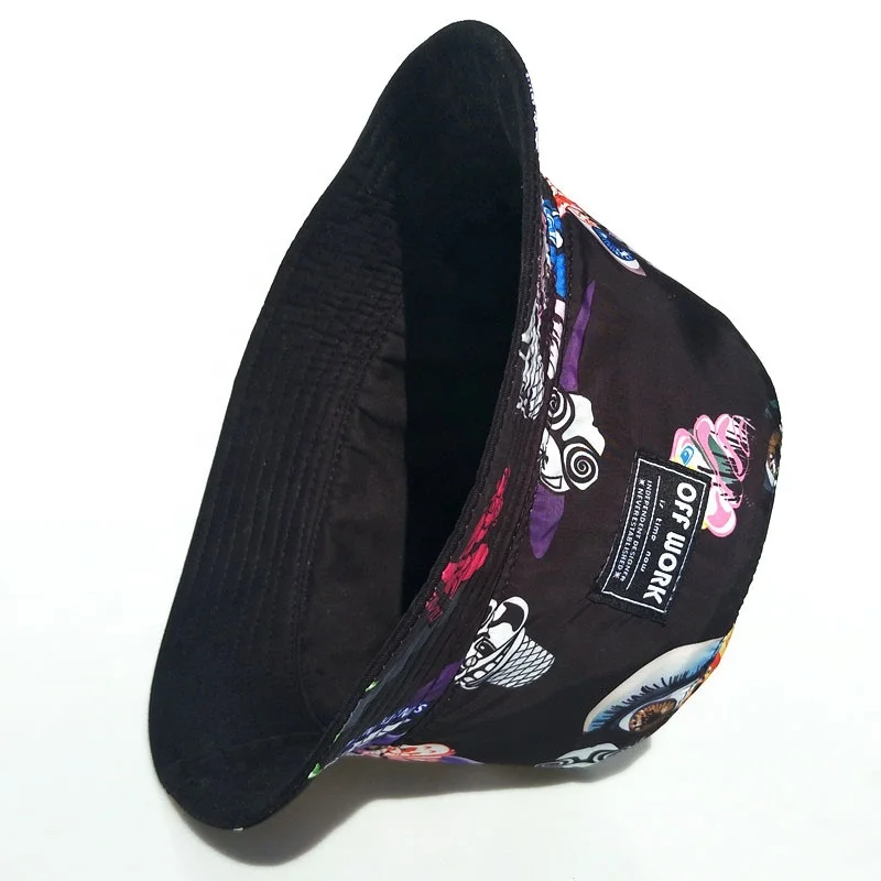 custom polyester material double sides sublimation digital printing pattern fishing hat reversible 100% cotton bucket hats