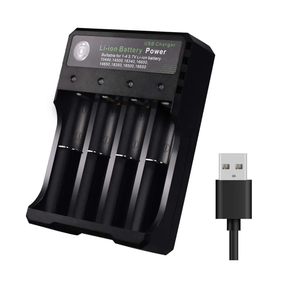 4.2V 1A Portable Lithium Battery Charger 4 Slots 5V/2A for 3.7V Li-ion TR I8350 18500 4 Bay Smart Rechargeable Battery Charger