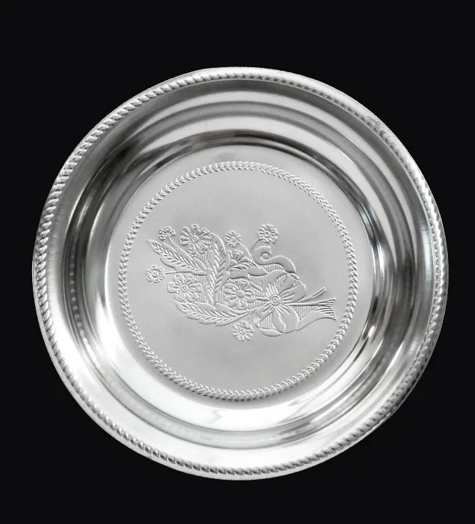 Cherry blossom plate of stainless steel plate Stainless steel Thai faceplate embossing Thai restoring ancient ways round tray ho