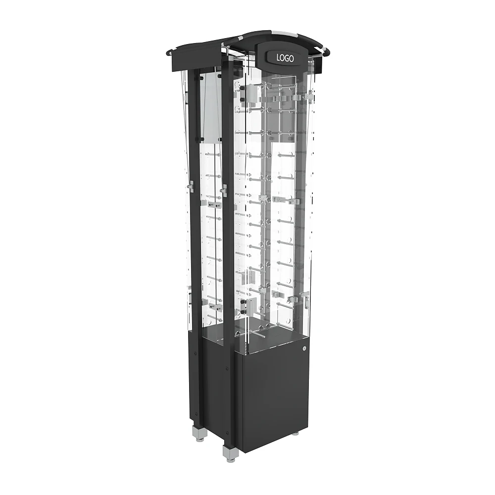 Wholesale custom logo sunglasses shop design wood floor led light fancy acrylic eyeglass display cabinet