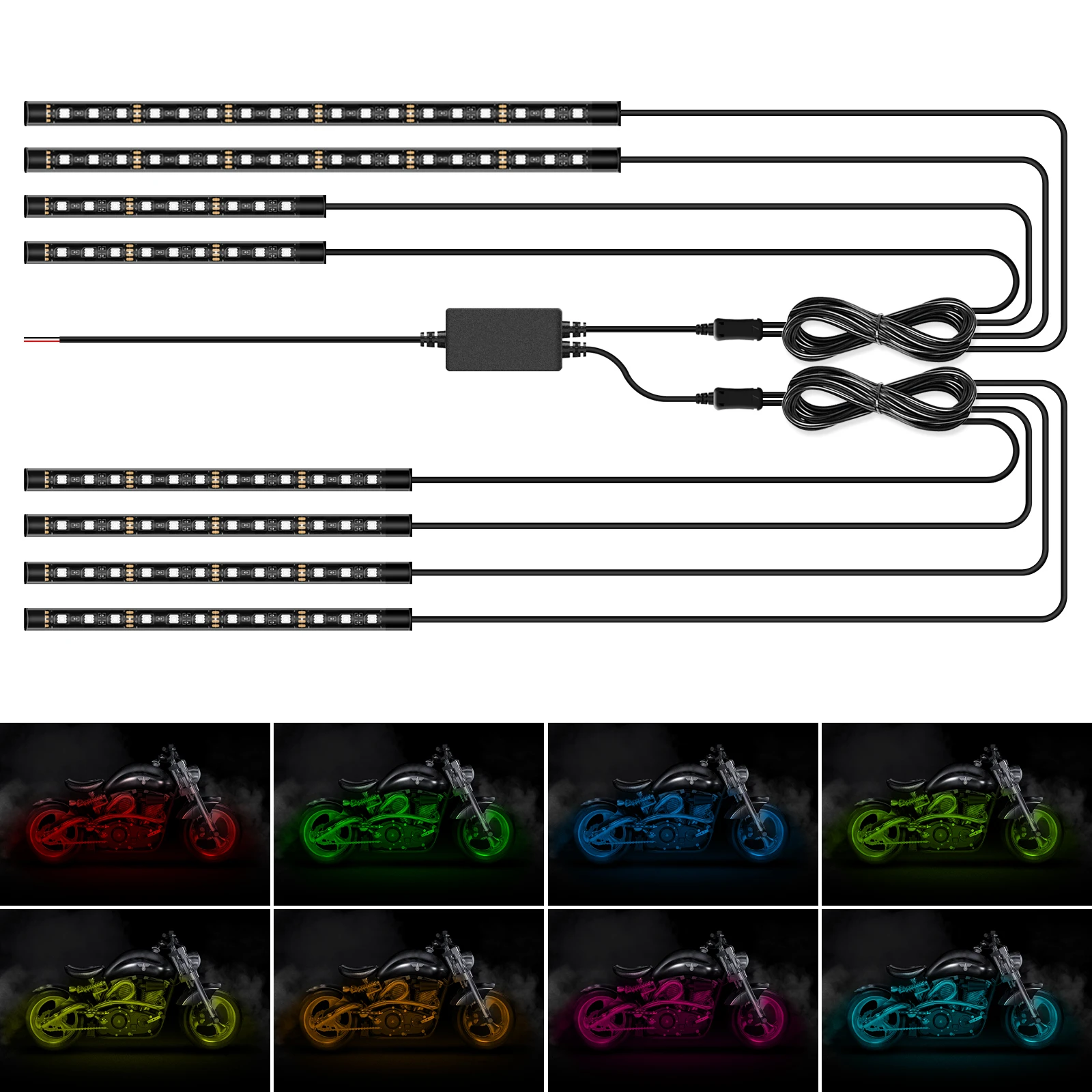 Light atmosphere RGB Motorcycle cassis light one to eight with App control Led strip light