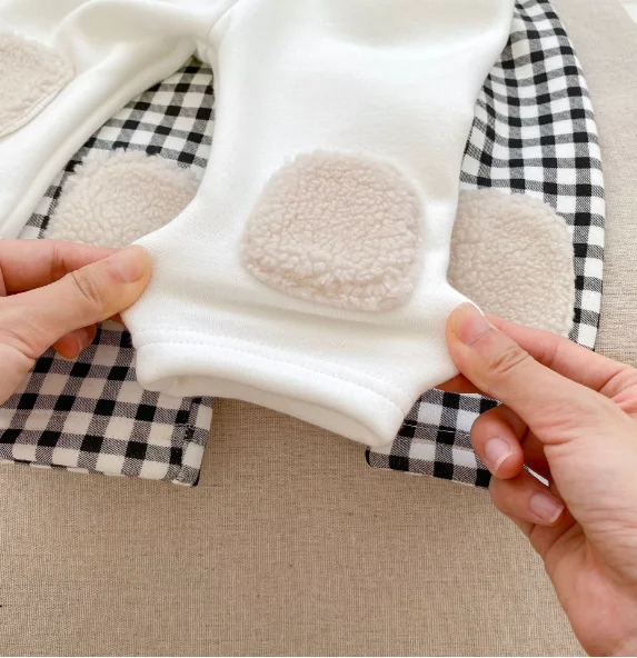 Wholesale Baby Unisex Rib Cotton Knit Legging Tights Fleece Winter Warm Baby Girl White Legging with Patches