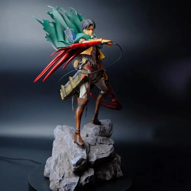 35CM Hot Anime Figure Attack on Shingeki No Kyojin Rivaille Ackerman Battle Damaged Double-headed Action Figures
