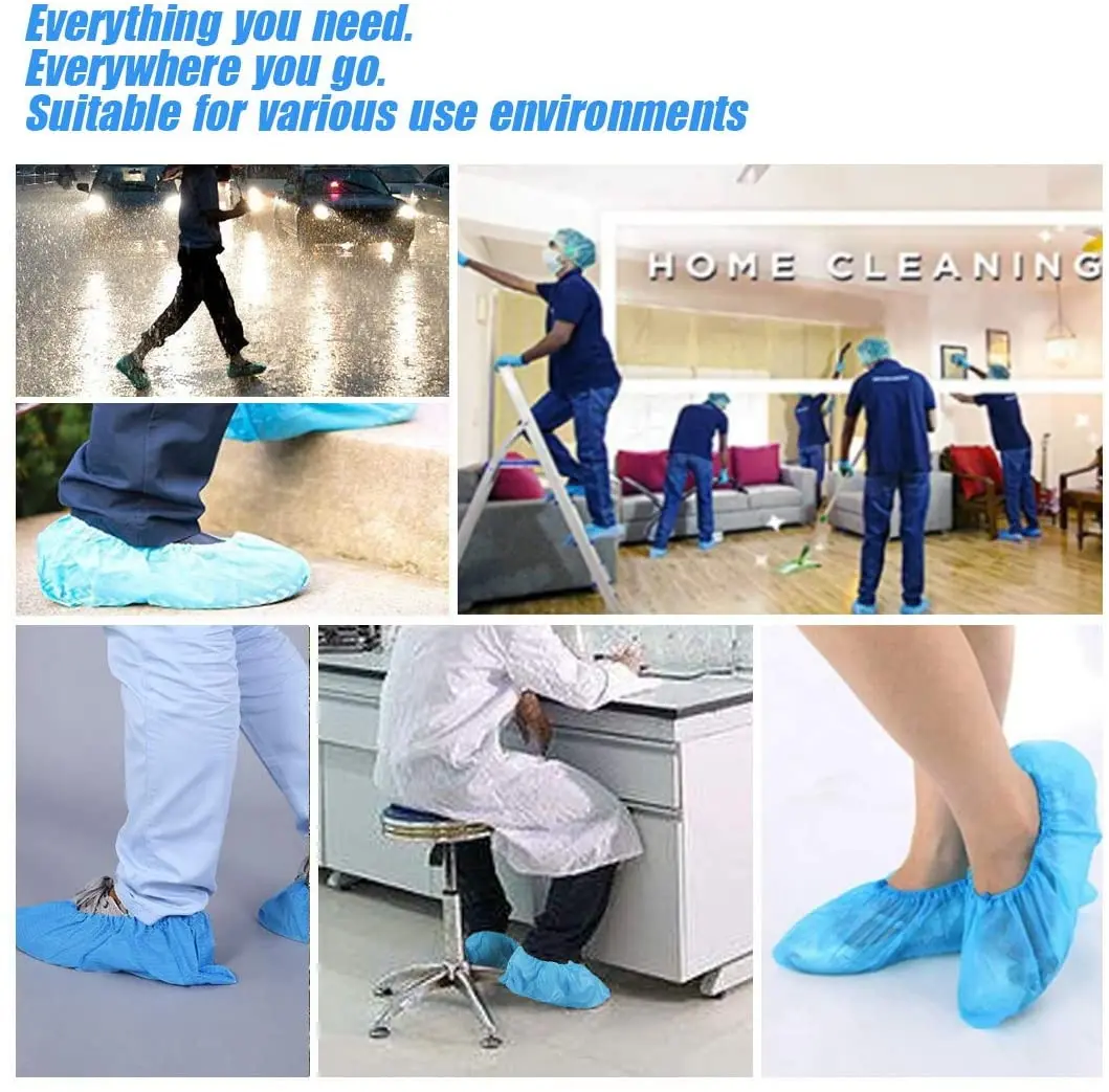 High quality blue cheap disposable plastic shoe covers for medical home use
