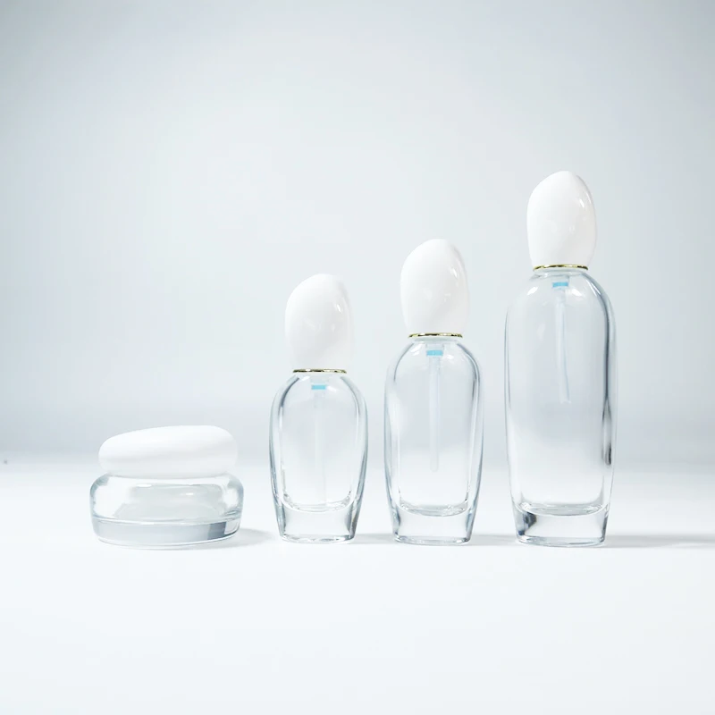 50G 30ML 50ML 100ML 120ML Luxury Skincare Packaging Face Cream Jar And Bottle Set Lotion Pump Frosted Cosmetic Glass Bottle Set