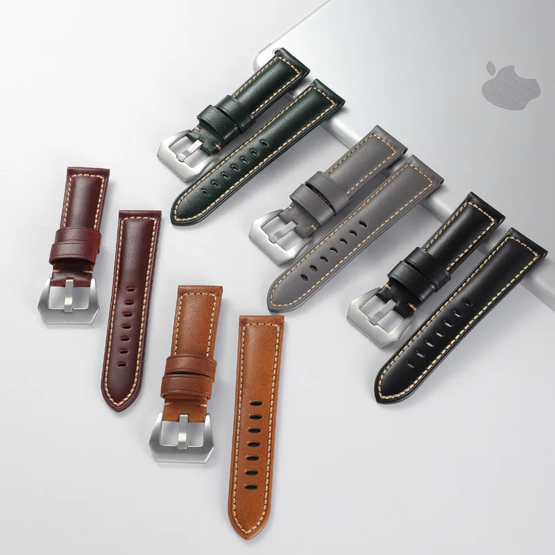 Luxury Fashion Genuine Leather Watch Band Strap Ruggedly 20mm 22mm 24mm