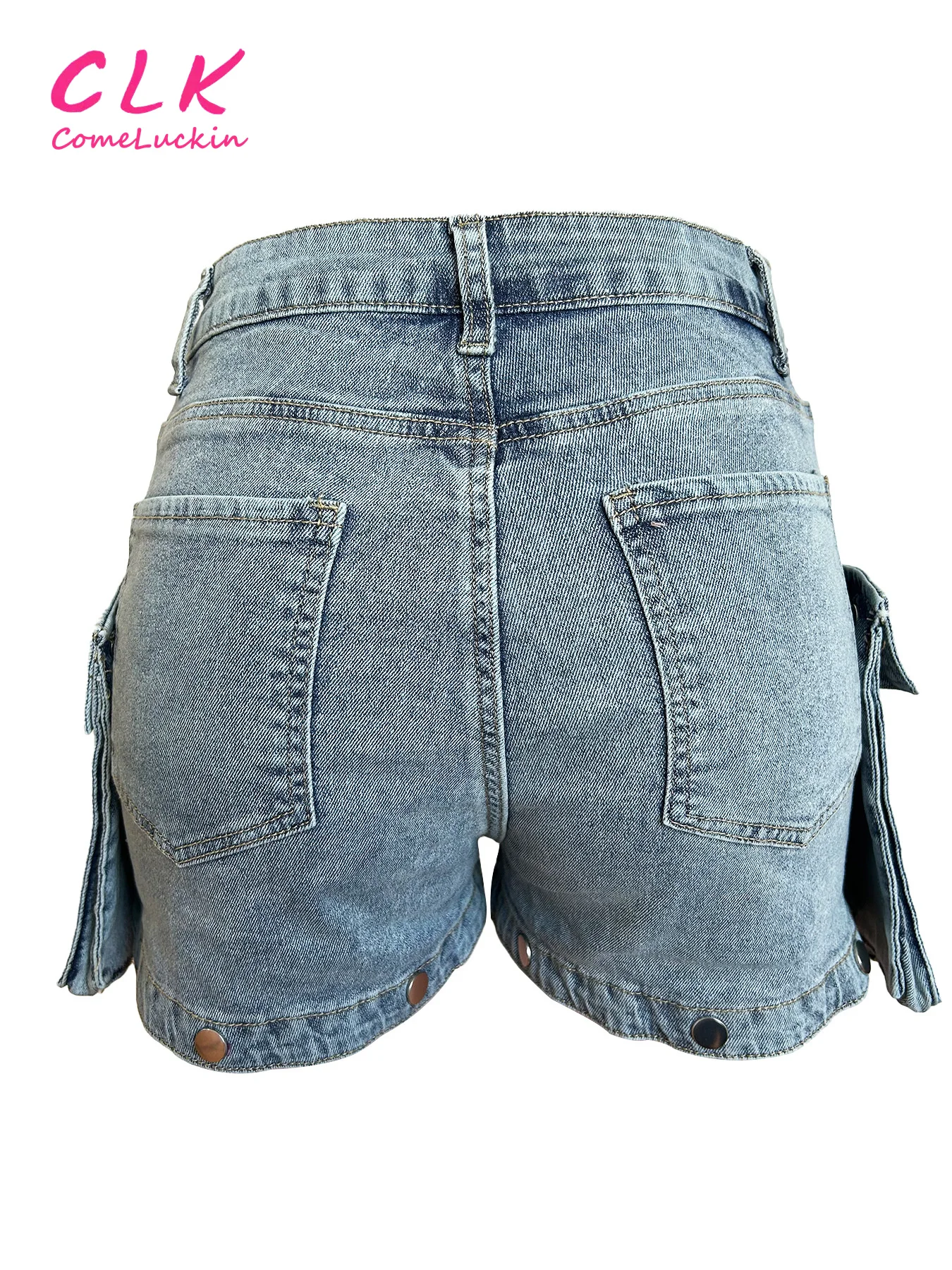 Denim Cargo Pants Women Spring Multi Pockets Loose Straight Pants Button Fly High Waist Loose Straight Baggy Jeans Trousers