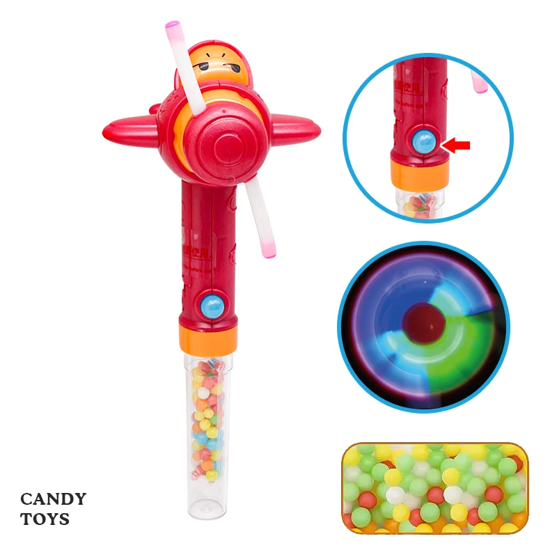 Wholesale Cartoon Airplane Candy Toys With Battery Operated Lighting Handheld Fan For Boys And Girls