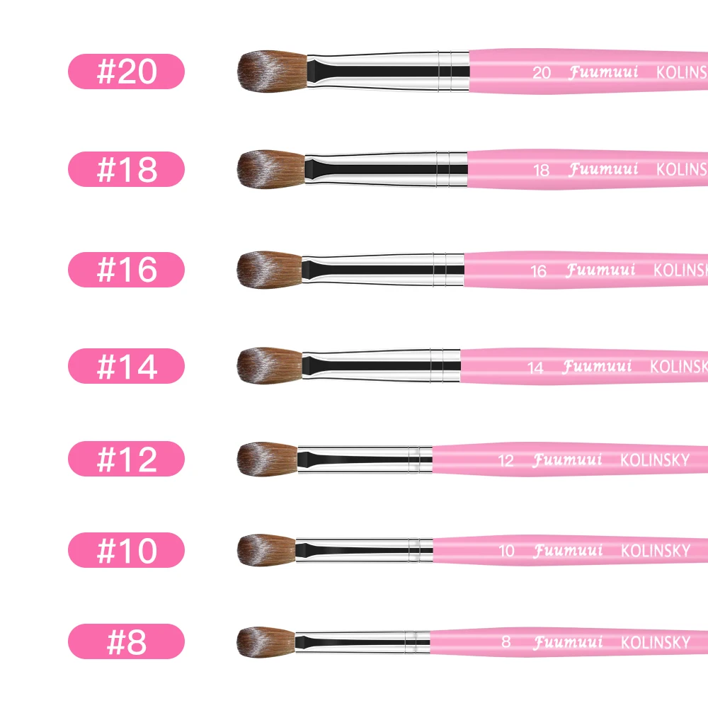 2021 New Hot Sale High quality Custom Logo Pink handle 100% Pure Kolinsky Acrylic Nail Art Brush #8 #10 #12 #14 #16 #18 #20