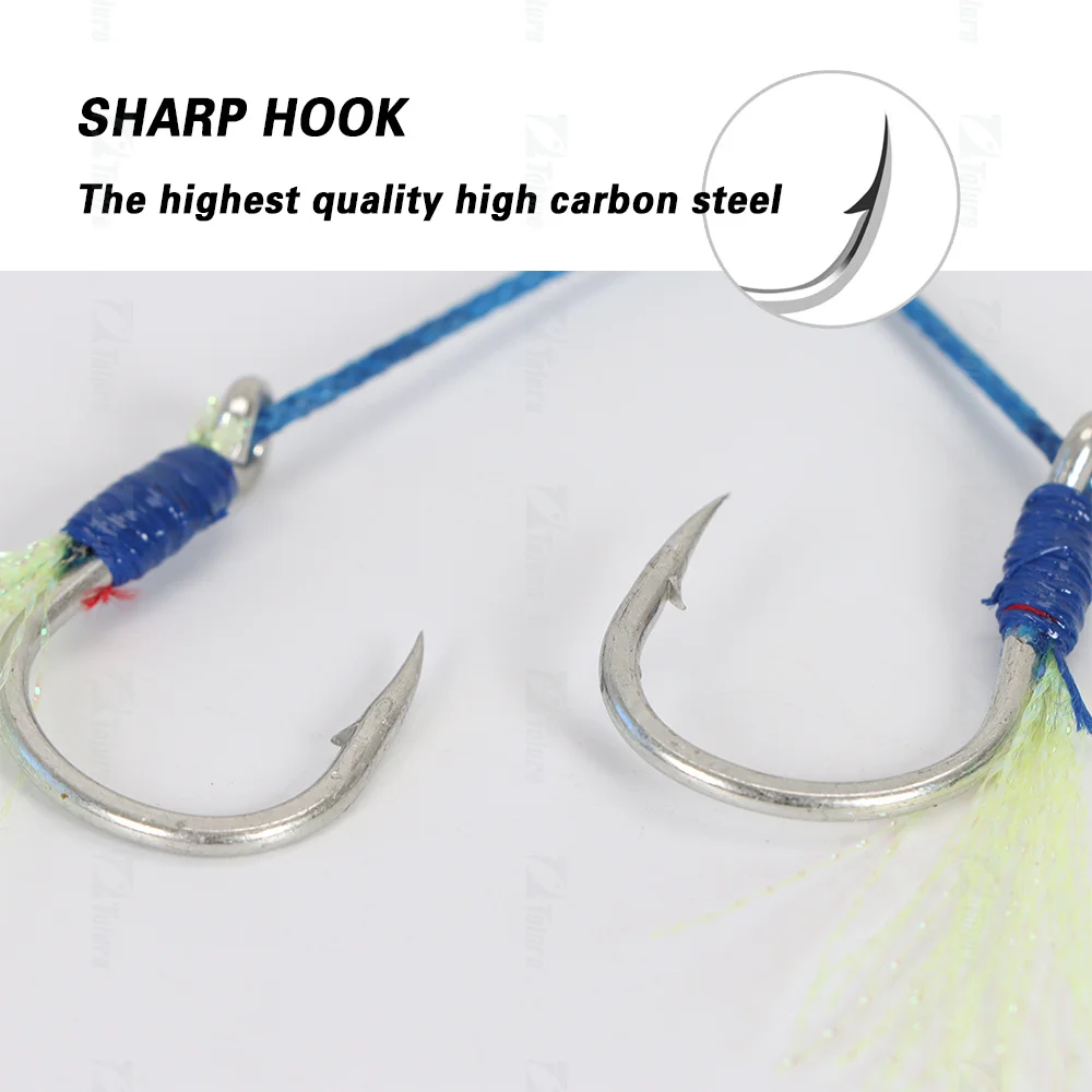 Tolure new style Double Assist Hooks 2/0-9/0 for Jigging Lures Anti-corrosive Jig Hooks Stainless Steel Fishing Hook