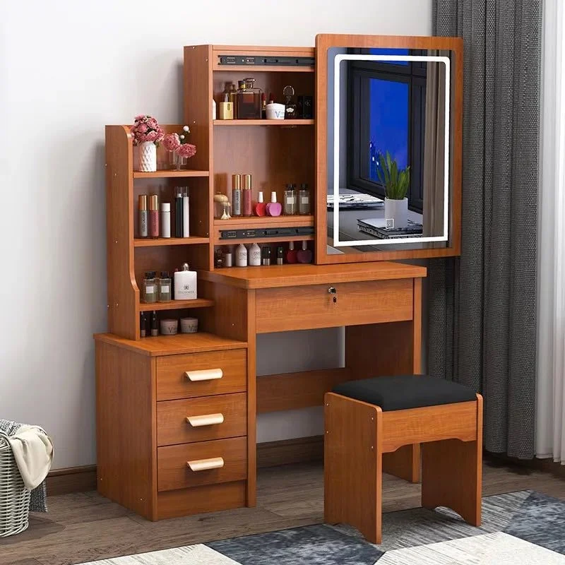 Bedroom storage cabinet integrated modern minimalist small luxury makeup vanities dressing table with mirror