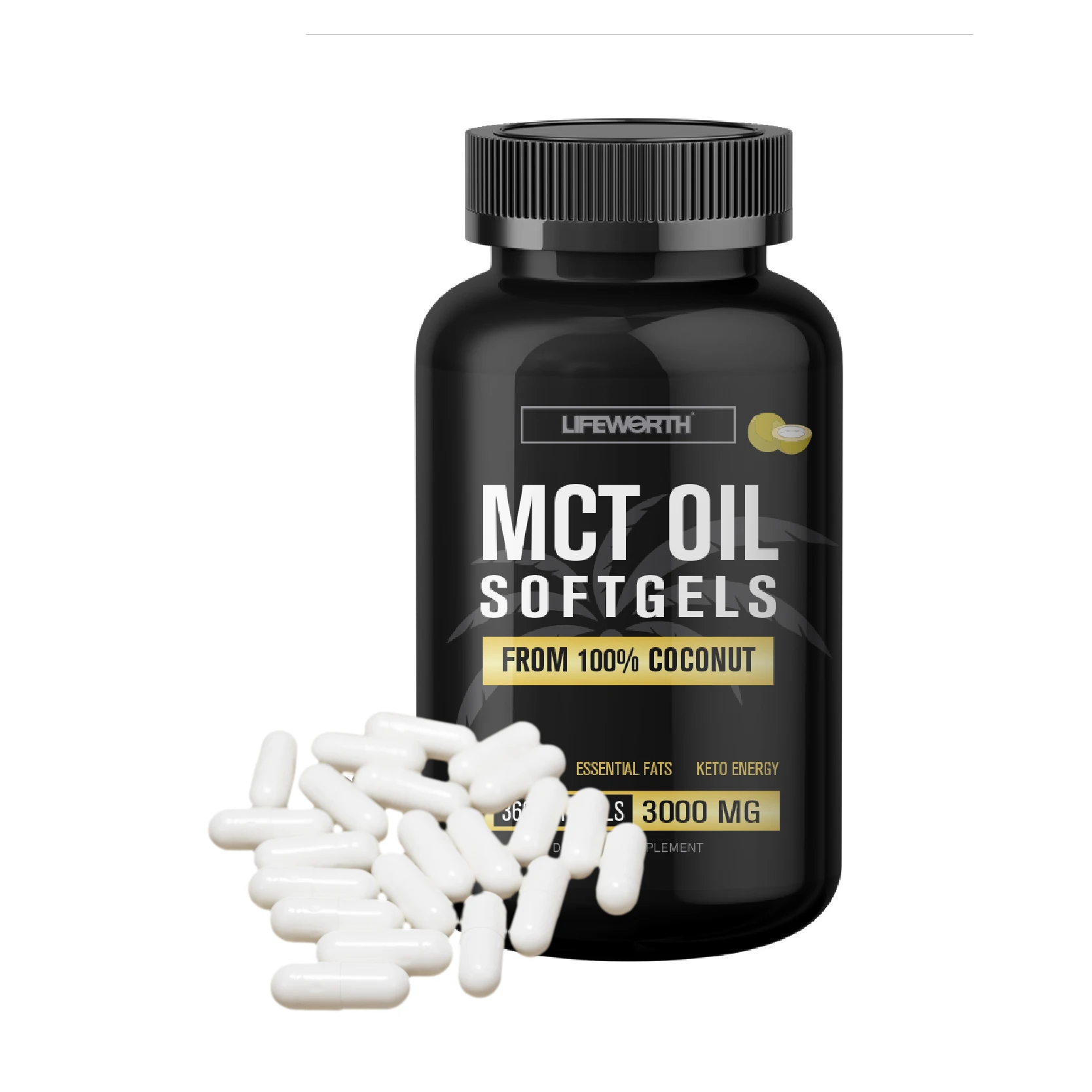 LIFEWORTH OEM органическое масло MCT с средней цепью триглицеридные капсулы собственной торговой маркой Кето кокосовое энергия масла