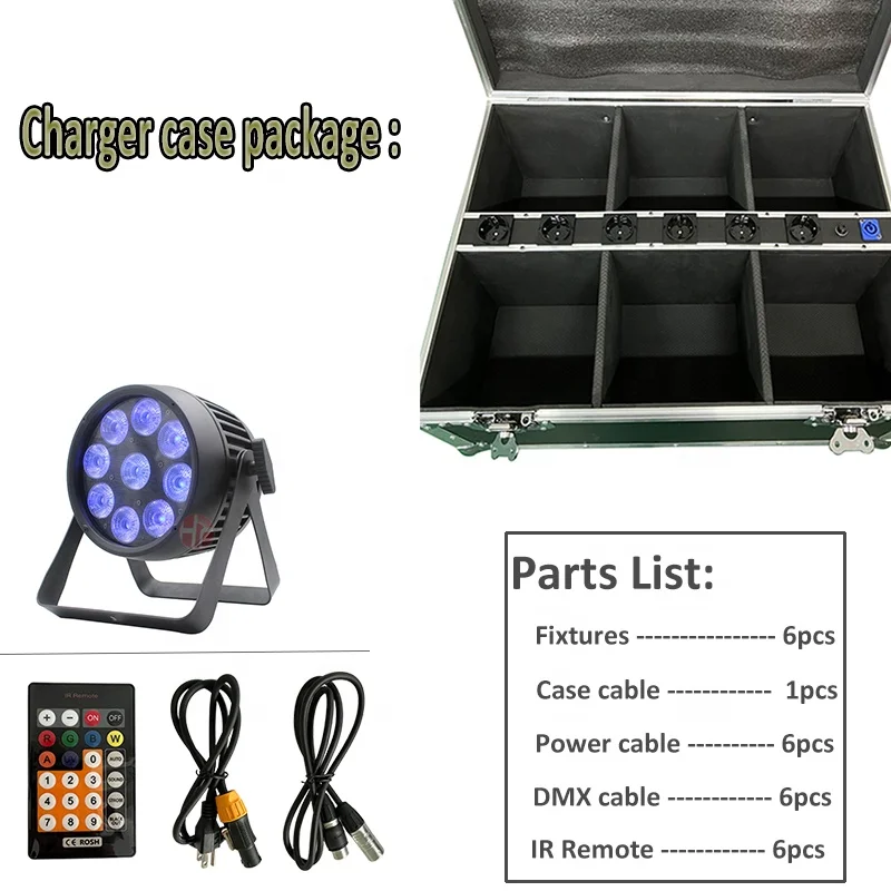 Outdoor WiFi IR control dmx party lighting par led stage light 9x12w 6in1 rgbwa uv wireless battery led par light