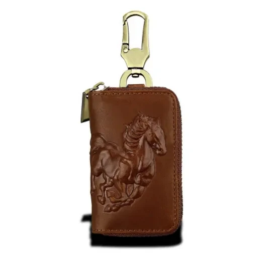 Full Grain Leather Antique Wallet Type Key Chain